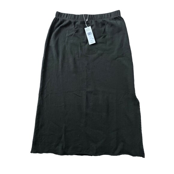 Eileen Fisher Lightweight Organic Cotton French Terry A-Line Skirt Seaweed - Picture 3 of 5